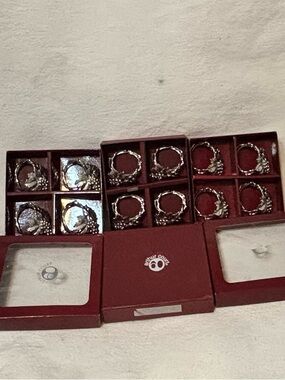Arthur Court Silver-Tone Grape Napkin Rings with Burgundy Boxes
